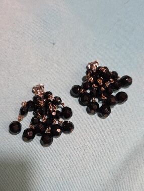 Laguna Black Glass Clip On Cluster Drop Earrings